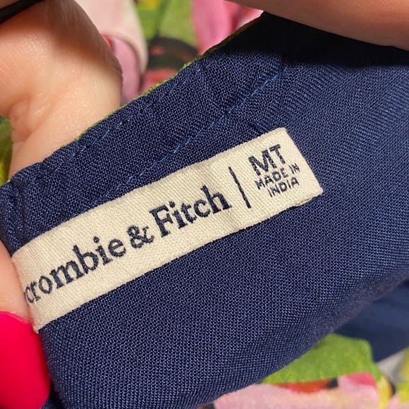 Abercrombie & Fitch Tiered Chiffon Floral Mini Dress Sheer Sleeve Pink Medium - Picture 4 of 5